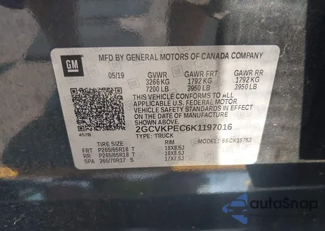 2019 Chevrolet Silverado 1500 Ld Lt из США, поврежденный, VIN 2GCVKPEC6K1197016